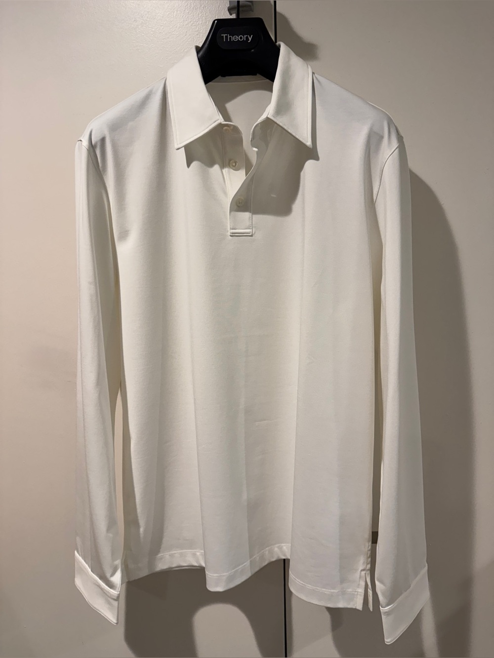 Theory Men's Ronan Long Sleeve Polo in White, M